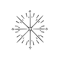 Obraz premium Hand-Drawn Starburst Design Element in Black & White