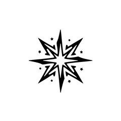 Obraz premium Stylized Geometric Starburst with Small Stars - Black and White Vector