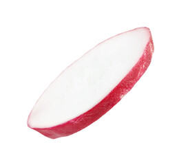 Slice of fresh ripe radish isolated on white