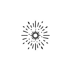 Obraz premium Black and White Starburst Emblem on White Background, Minimalist Design