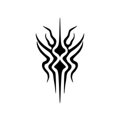 Abstract Black Tattoo Design on White Background, Symbolic & Ornamental