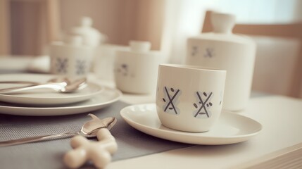 Obraz premium Minimalist table with dementia symbols, conveying health awareness and care