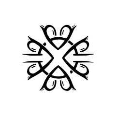 Ornamental Cross Symbol in Black and White: Graphic Design Element