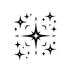 Black Starbursts and Accents on White Background