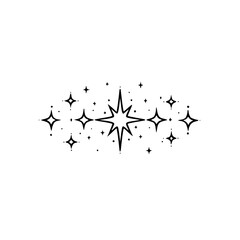 Minimalist Starburst Vector Illustration, Black and White, Celestial Design