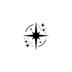 Black Starburst Logo with Sparkles - Modern Design Element