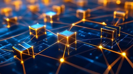Obraz premium Blockchain Network: Decentralized Data Structure