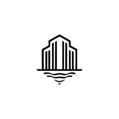 Minimalist Architecture Logo: Building Reflection, Black & White, Corporate Identity