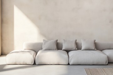 Modular Sofa Sectional with Neutral Tones in Minimalist Interior Setting