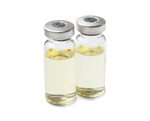 Hepatitis vaccine in glass vials isolated on white