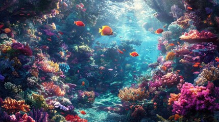 Naklejka premium Vibrant Coral Reef Underwater Paradise