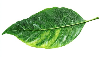 Obraz premium Close-up of a vibrant green leaf showcasing detailed veins and texture.