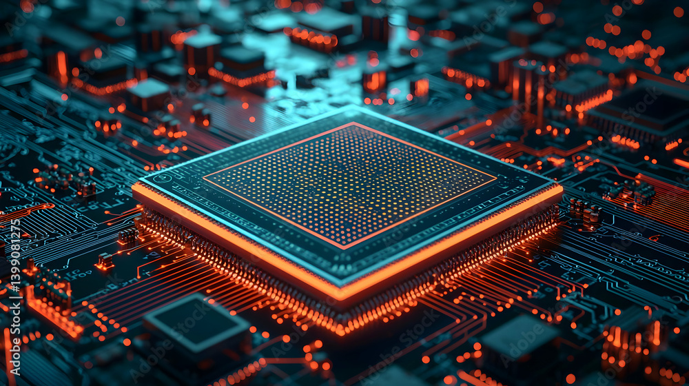 Aufkleber advanced processor on futuristic circuit board