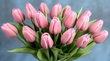 Obraz premium Beautiful Bouquet of Pink Tulips Spring Flowers