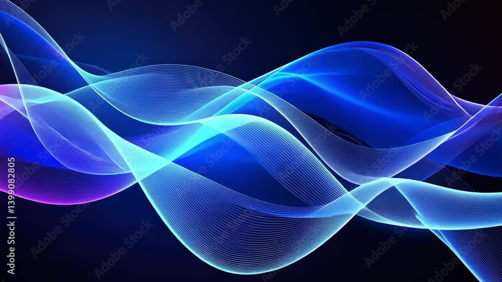 Poster colorful abstract design vibrant blue and purple waves create fluid movement and light patterns in d