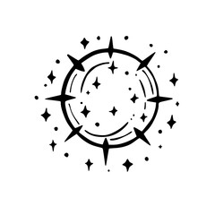 Celestial Burst: Hand-Drawn Star Circle Illustration