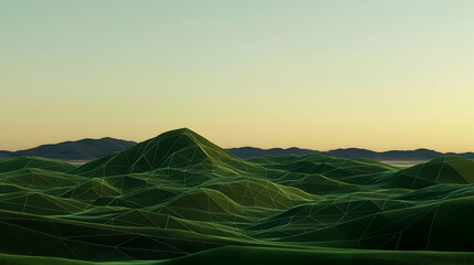 Fototapeta premium Digital Landscape Mountains Sunrise Sunset