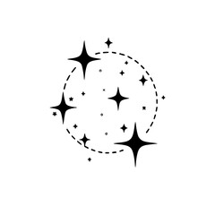 Abstract Celestial Sparkle Icon, Minimalist Starry Circle Design