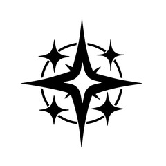 Fototapeta premium Geometric Star Compass Logo, Minimalist Black and White Design
