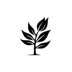 Simple Black & White Plant Icon: Logo, Branding Element