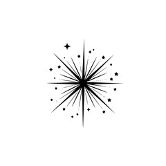 Black and White Starburst with Star Icons - Minimalist Design
