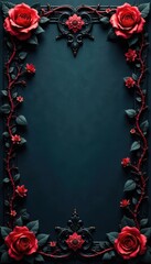 Intricate Gothic Damask with dark vines and thorns, gothic, black