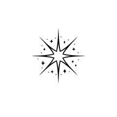 Black and White Starburst Logo Element, Minimalist, Decorative Design
