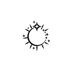 Celestial Crescent: Starry Moon Silhouette Vector Design