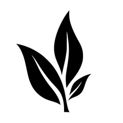 Minimalist Black Leaf Silhouette on White, Graphic Design Element