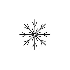 Obraz premium Minimalist Black Snowflake Icon on White Background