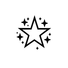Obraz premium Black and White Star Burst Icon, Minimalist Design