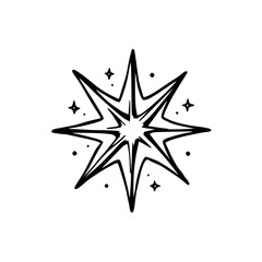 Obraz premium Hand-Drawn Burst Icon: Black & White, Whimsical Design Element
