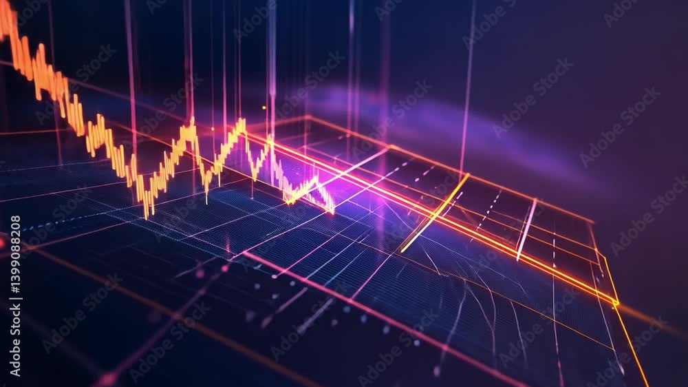 Poster colorful modern financial data analysis dynamic graphs and charts showcasing trends and fluctuations