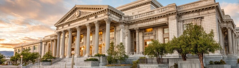 Obraz premium Grand capitol building with ornate detailing at sunset - capitol building light majestic facade