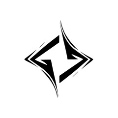 Abstract Geometric Logo Design: Dynamic Arrows in Black & White