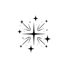 Minimalist Starburst Illustration, Black and White, Elegant Design