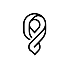 Minimalist Abstract Knot Logo: Black Lines on White, Modern Design