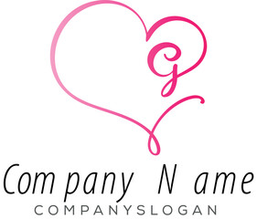 Letter G heart Logo, icon vector, company name logo