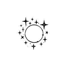 Celestial Circle: Hand-Drawn Starburst Frame Design