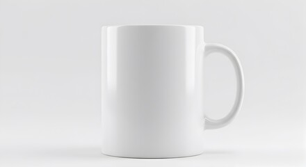 Clean White Ceramic Mug Standing on a Plain Background for Custom Design