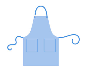 Clip Straps Apron with two pockets technical fashion illustration. Chef uniform for cooking blue cartoon Flat sketch outline apparel template front view. Women men unisex CAD mockup isolated on white