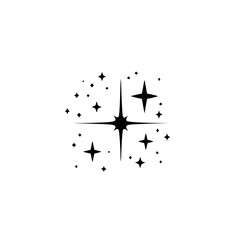 Minimalist Starry Burst Graphic on White - Abstract Celestial Design