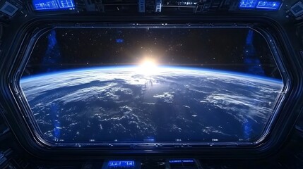 Sunrise Earth View from Spacecraft Window