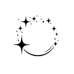 Starry Swirl - Minimalist Black & White Sparkle Vector Illustration