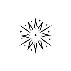 Obraz premium Geometric Starburst Logo: Minimalist Black and White Design