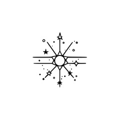 Fototapeta premium Celestial Starburst: Minimalist Line Art Illustration