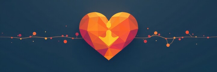 Minimalist illustration of a simple family relation line icon with geometric shapes forming a heart-like pattern, conveying warmth and love, line, design