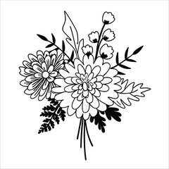 Dried Flower Wall Hanging Vector illustration of an abstract floral design with vintage flower and leaf elements