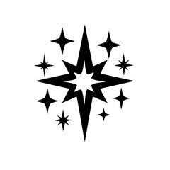 Black Starburst on White: Minimalist Celestial Design