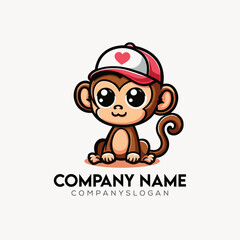 Monkey Logo Design Vector Illustration